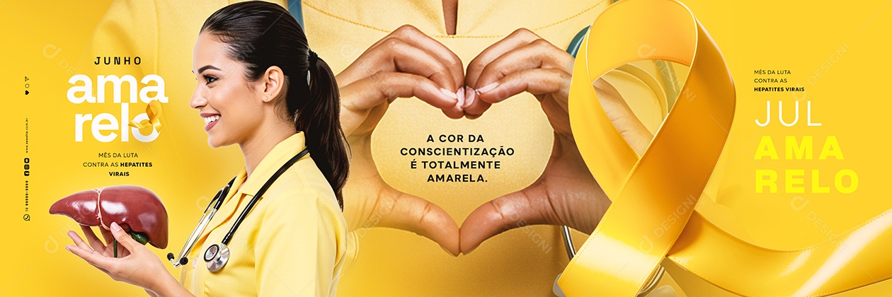 Carrossel Julho Amarelo Mês Da Luta Contra As Hepatites Virais Social Media PSD Editável