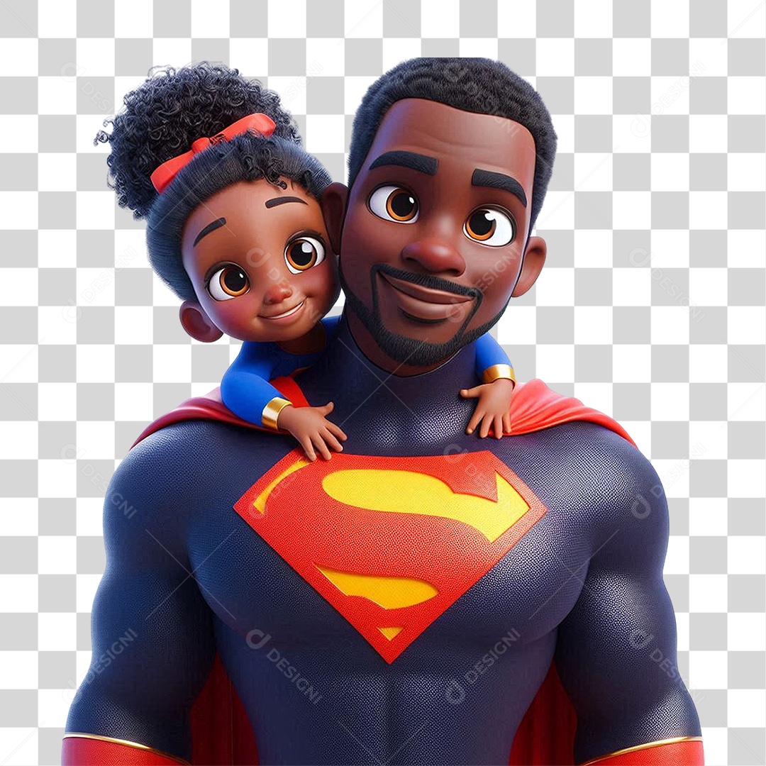 Super Pai Dia dos Pais Pai com Filha PNG Transparente