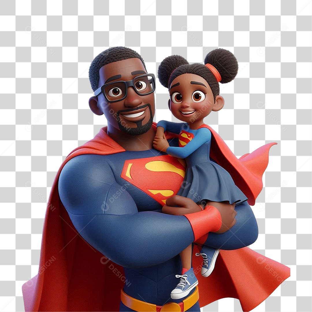 Super Pai Dia dos Pais Pai com Filha PNG Transparente