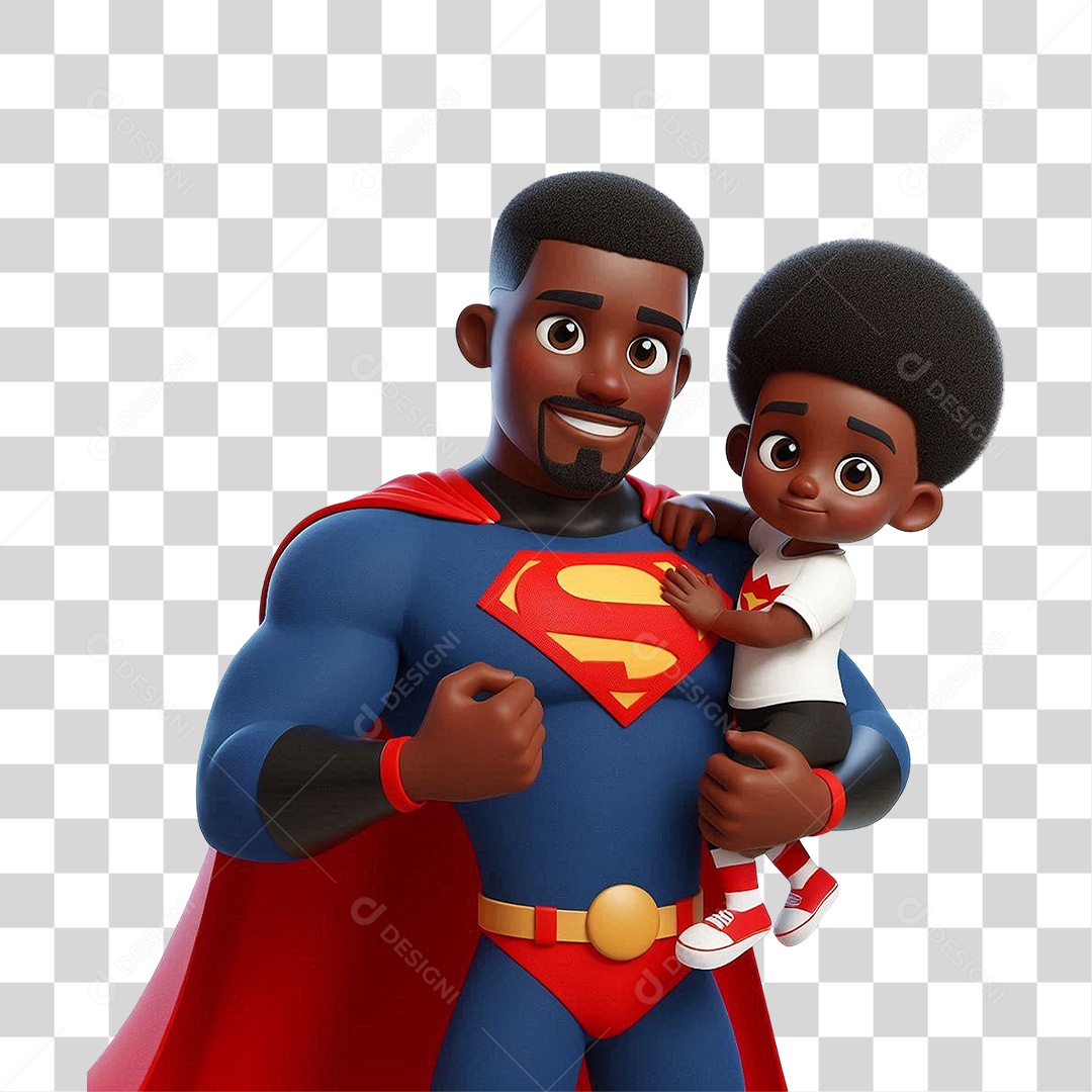 Super Pai Dia dos Pais Pai com Filho PNG Transparente