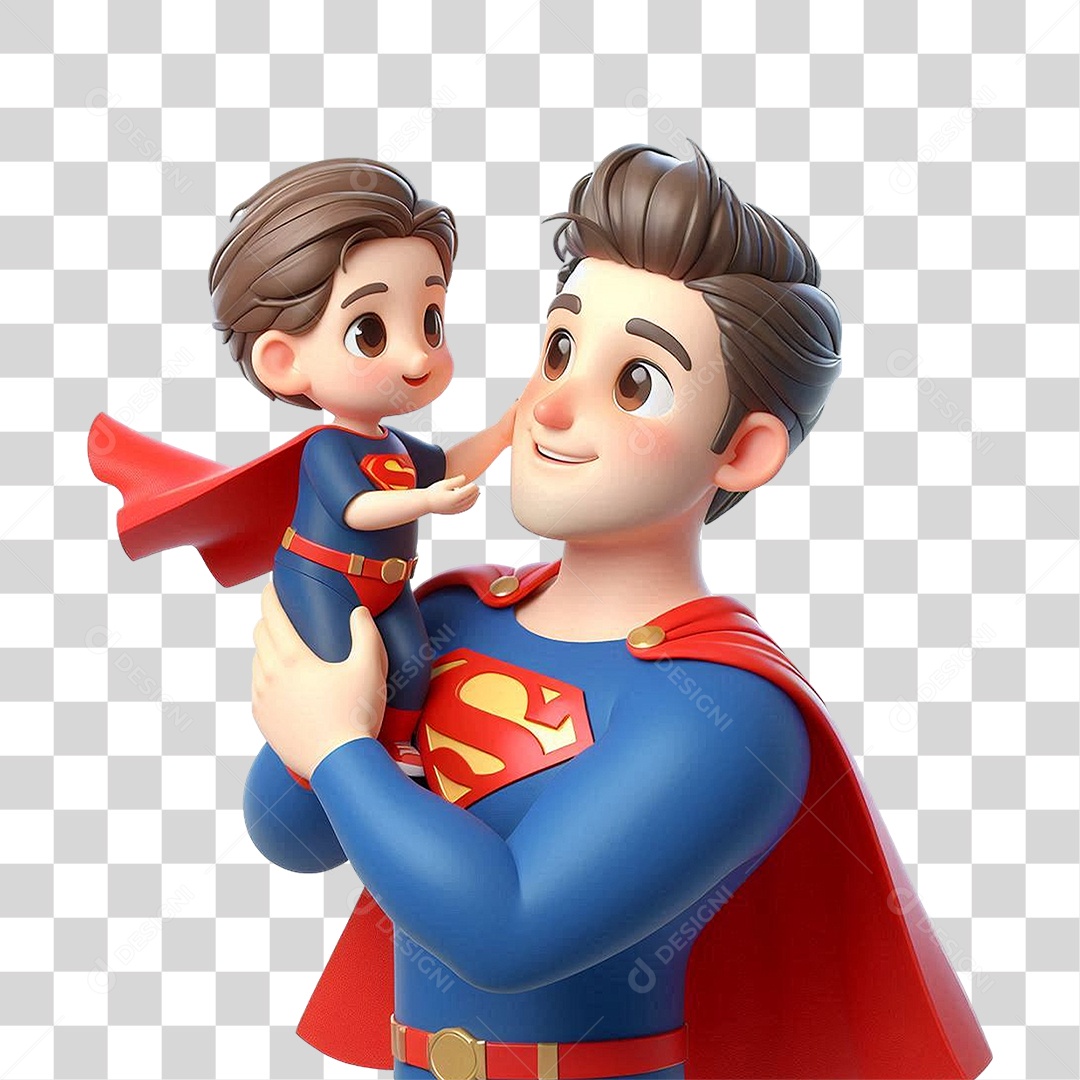 Super Pai Dia dos Pais Pai com Filho PNG Transparente