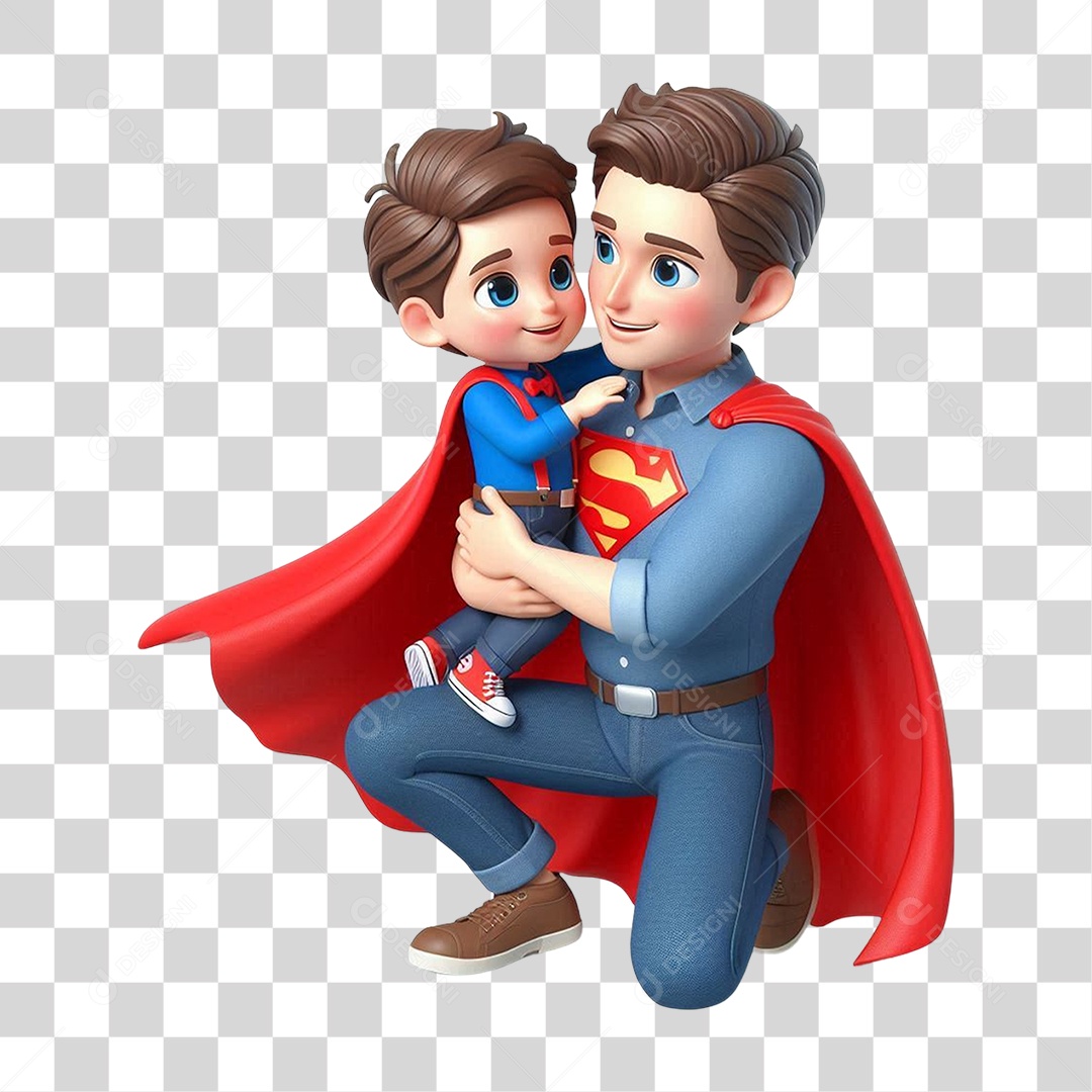 Super Pai Dia dos Pais Pai com Filho PNG Transparente