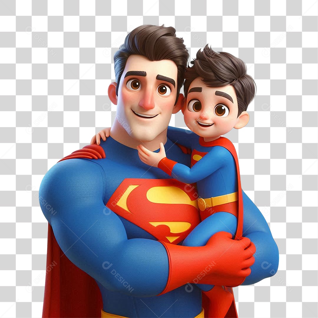 Super Pai Dia dos Pais Pai com Filho PNG Transparente
