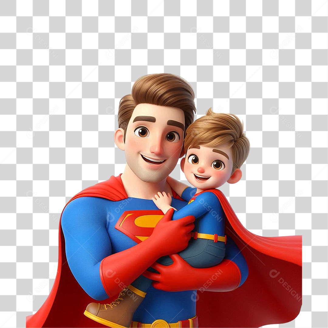 Super Pai Dia dos Pais Pai com Filho PNG Transparente