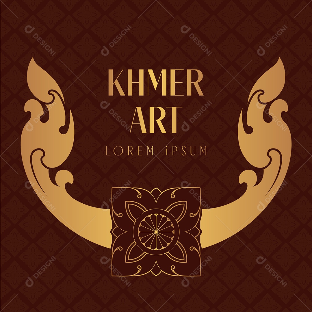 Arte Tradicional do Camboja Khmer Ilustração Vetor EPS