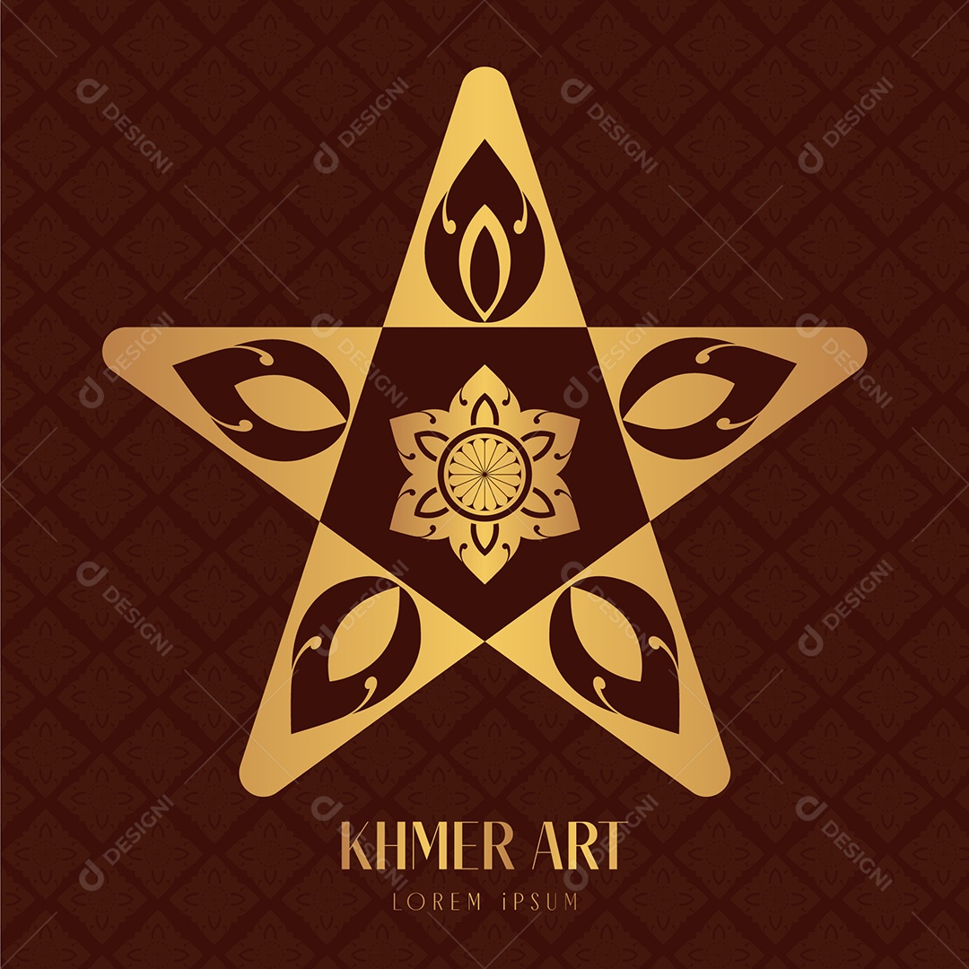 Arte Tradicional do Camboja Khmer Ilustração Vetor EPS