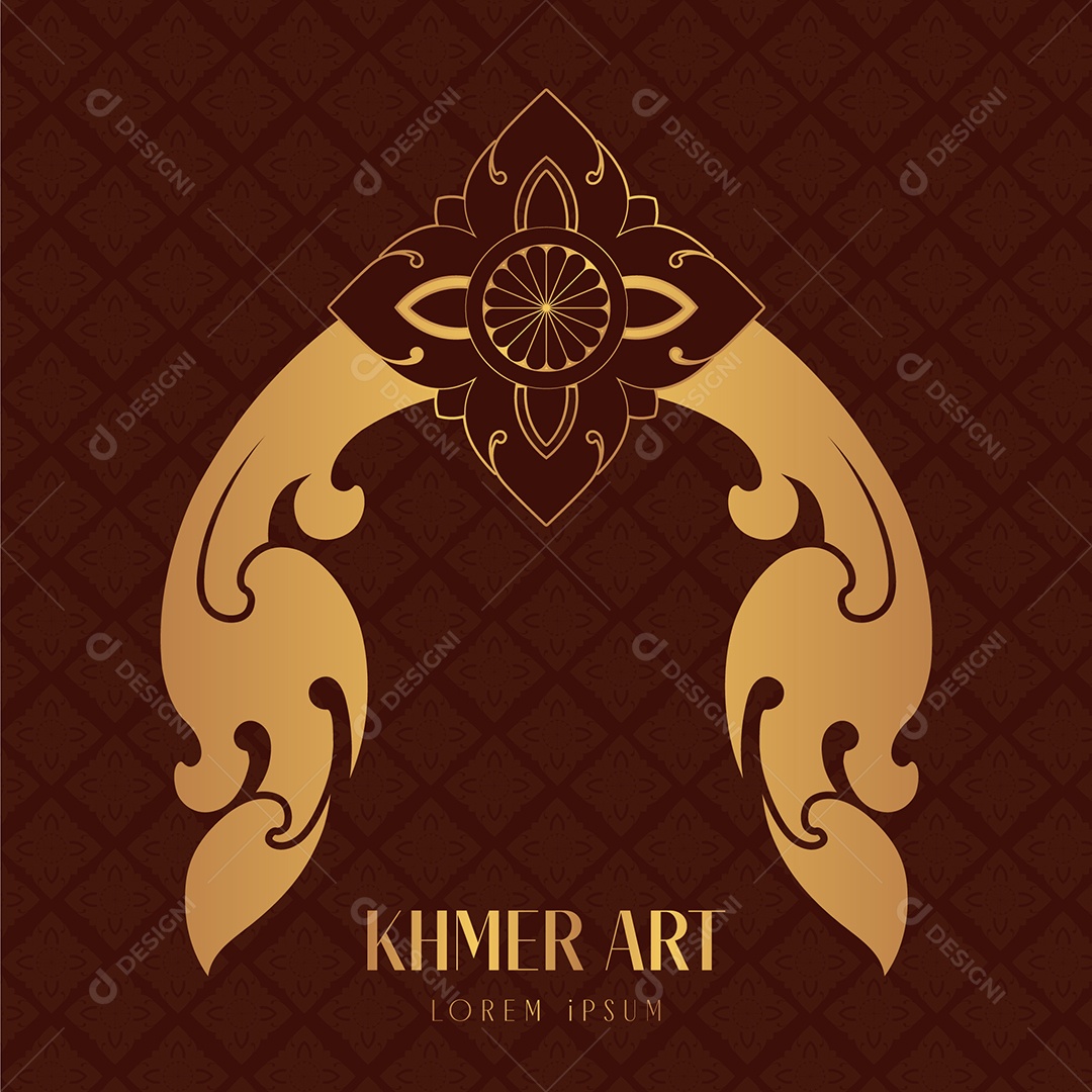 Arte Tradicional do Camboja Khmer Ilustração Vetor EPS