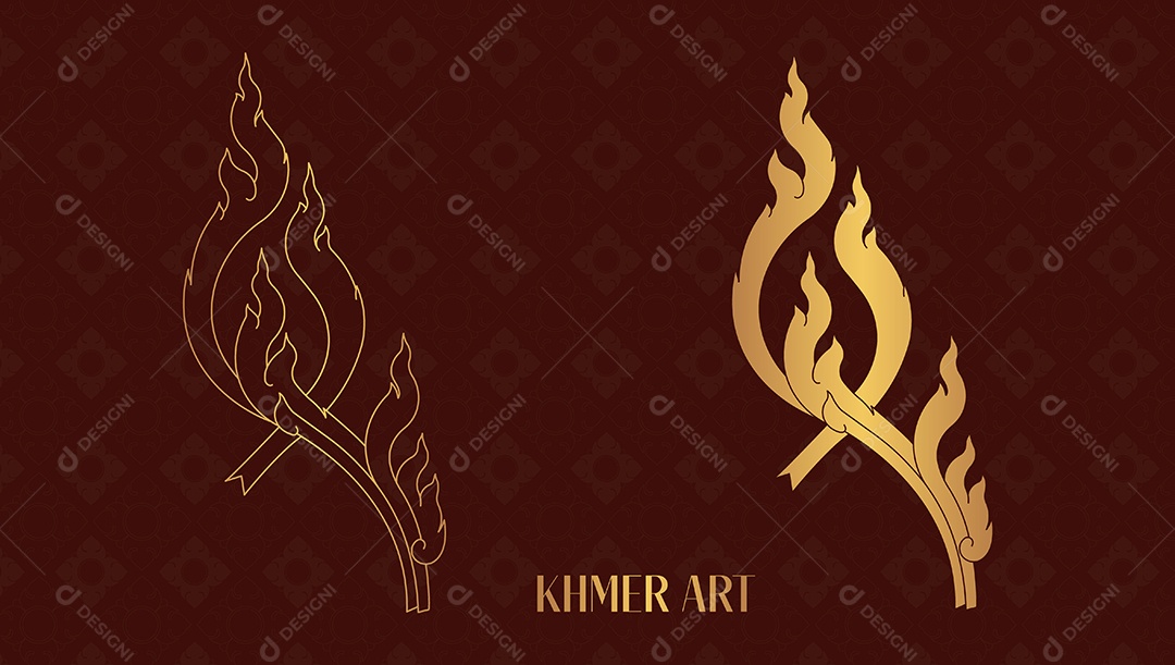 Arte Tradicional do Camboja Khmer Ilustração Vetor EPS