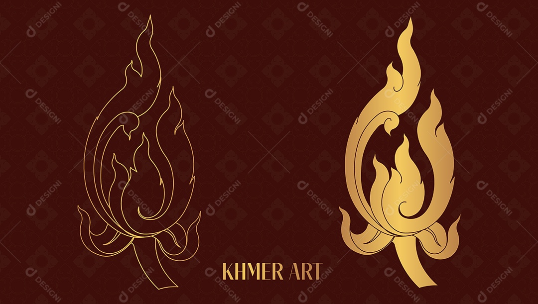 Arte Tradicional do Camboja Khmer Ilustração Vetor EPS