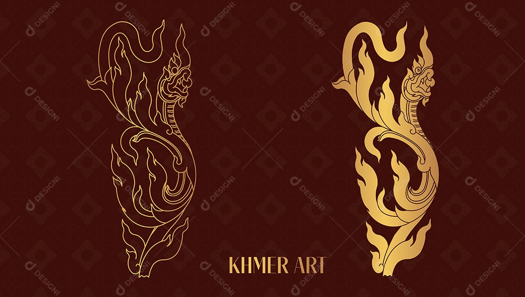 Arte Tradicional do Camboja Khmer Ilustração Vetor EPS