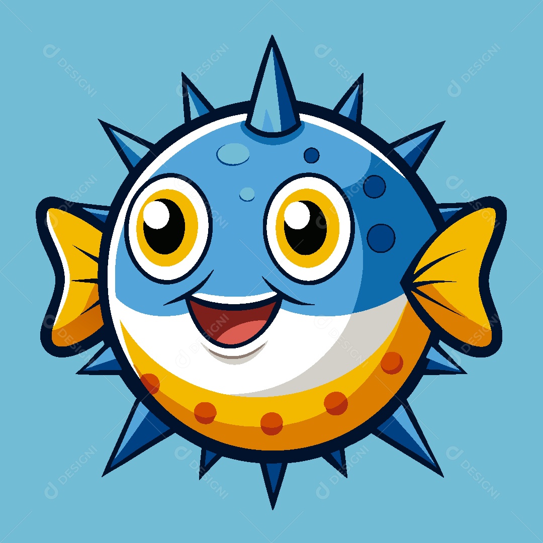 Baiacu Mascote Ilustração Vetor EPS