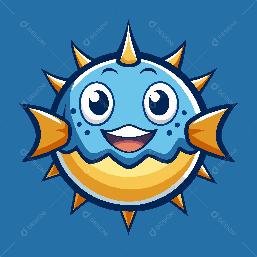 Baiacu Mascote Ilustração Vetor EPS