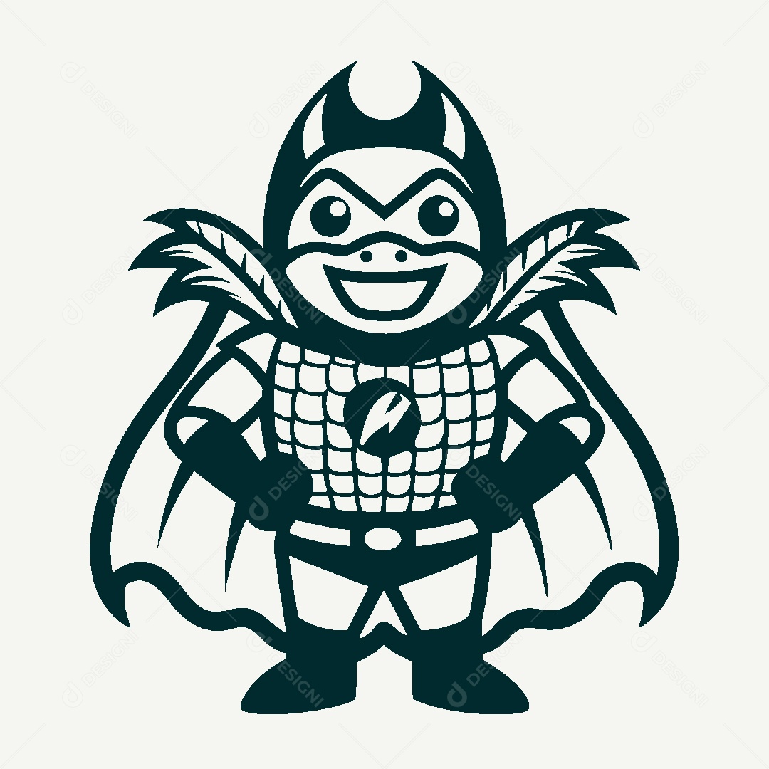 Milho Herói Mascote Ilustração Vetor EPS