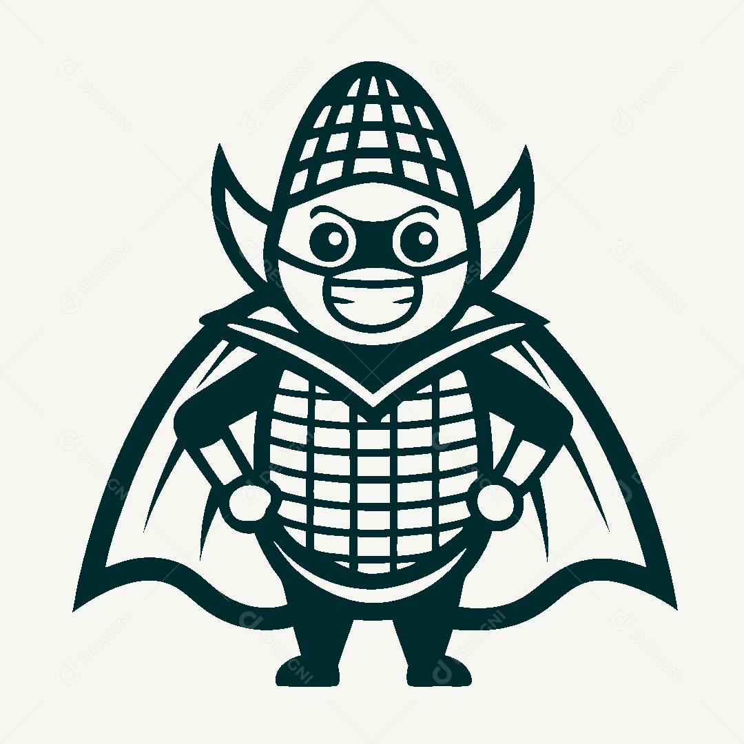 Milho Herói Mascote Ilustração Vetor EPS