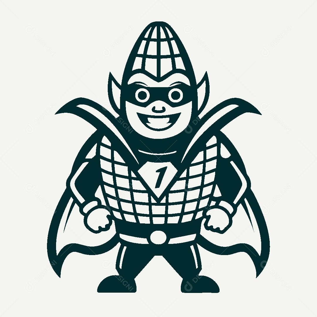 Milho Herói Mascote Ilustração Vetor EPS