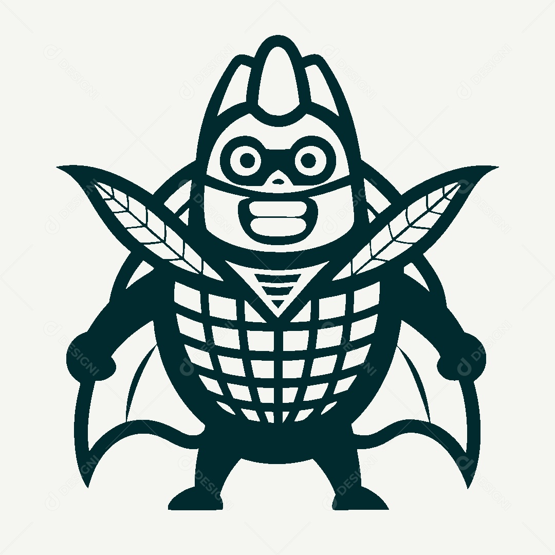 Milho Herói Mascote Ilustração Vetor EPS