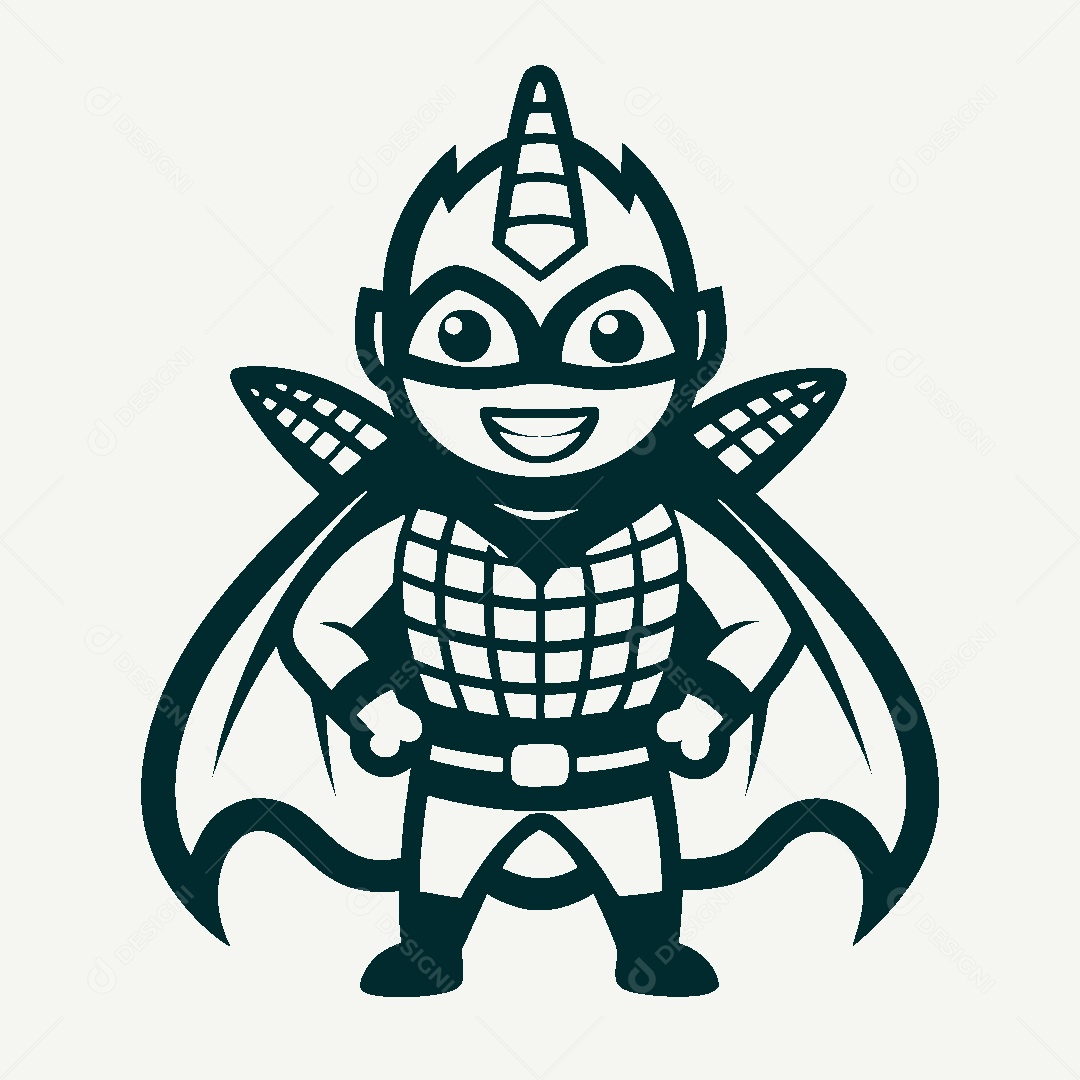 Milho Herói Mascote Ilustração Vetor EPS