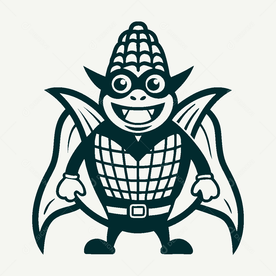 Milho Herói Mascote Ilustração Vetor EPS