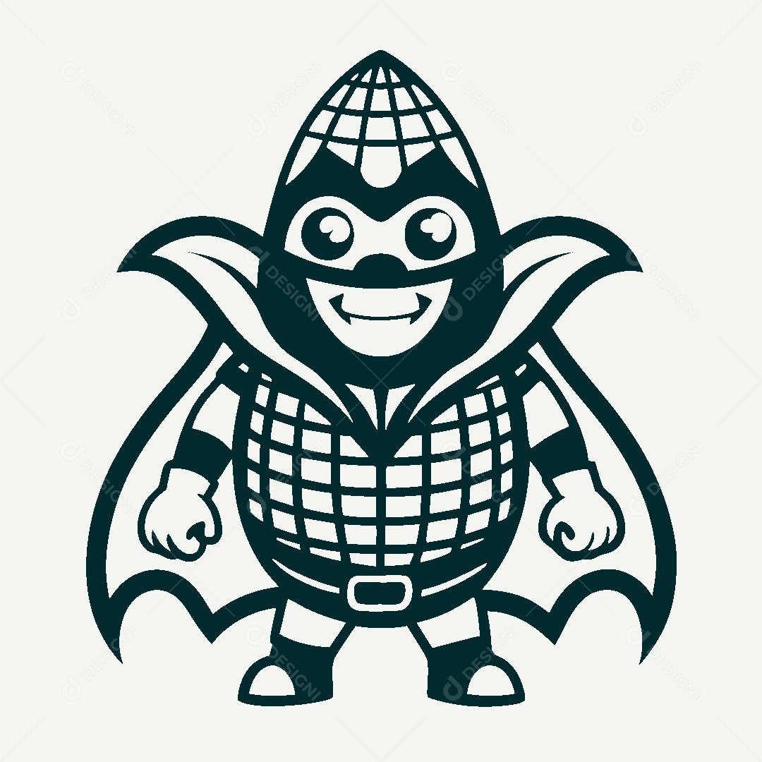 Milho Herói Mascote Ilustração Vetor EPS