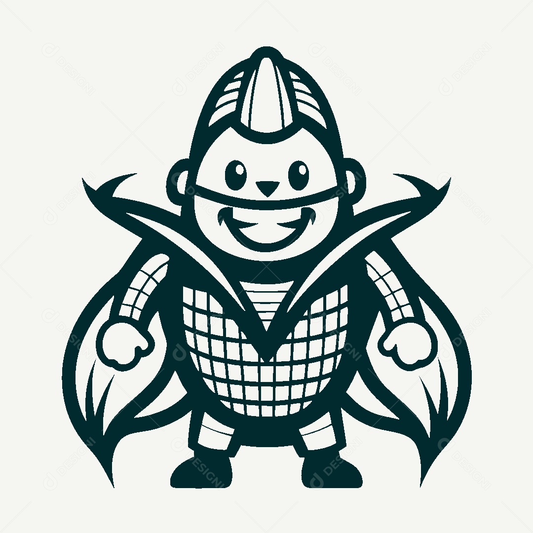 Milho Herói Mascote Ilustração Vetor EPS