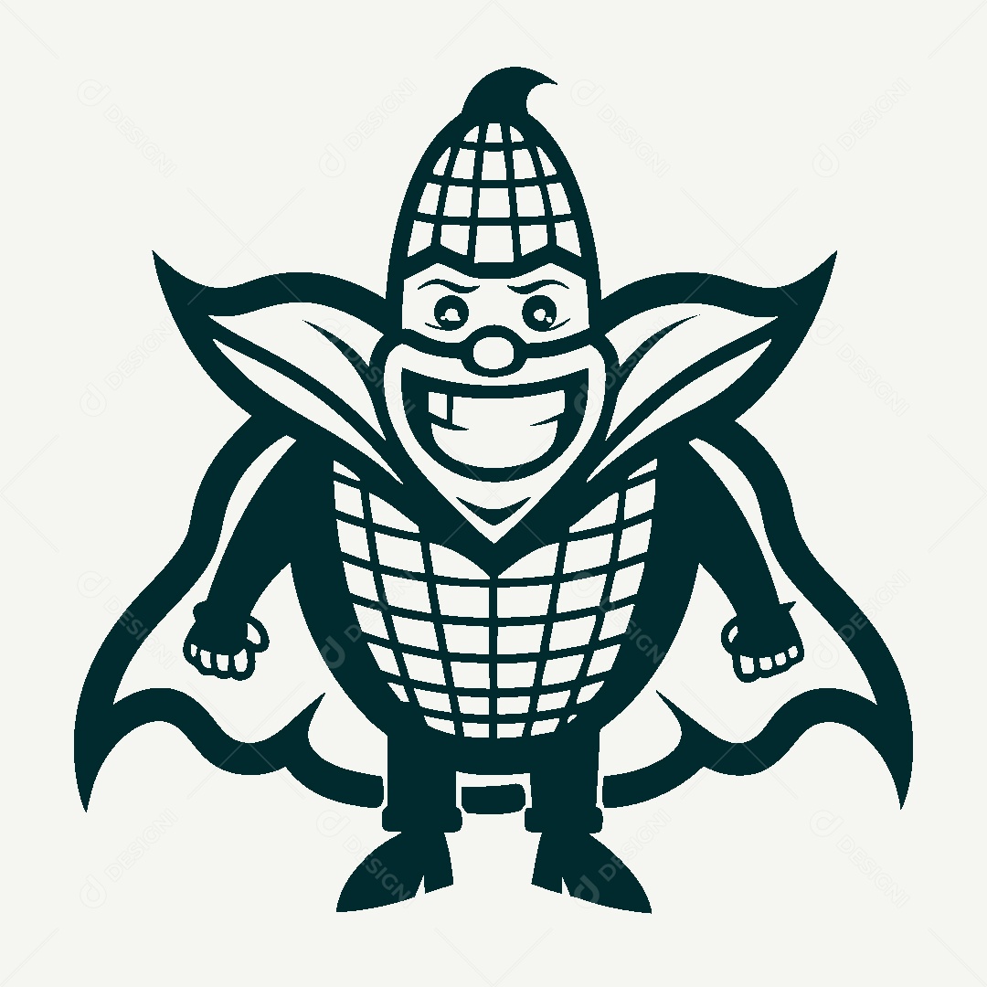 Milho Herói Mascote Ilustração Vetor EPS