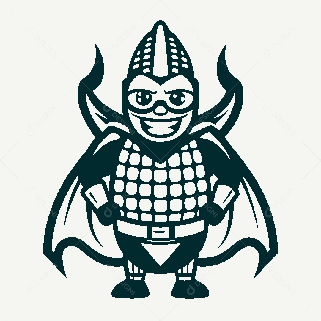 Milho Herói Mascote Ilustração Vetor EPS