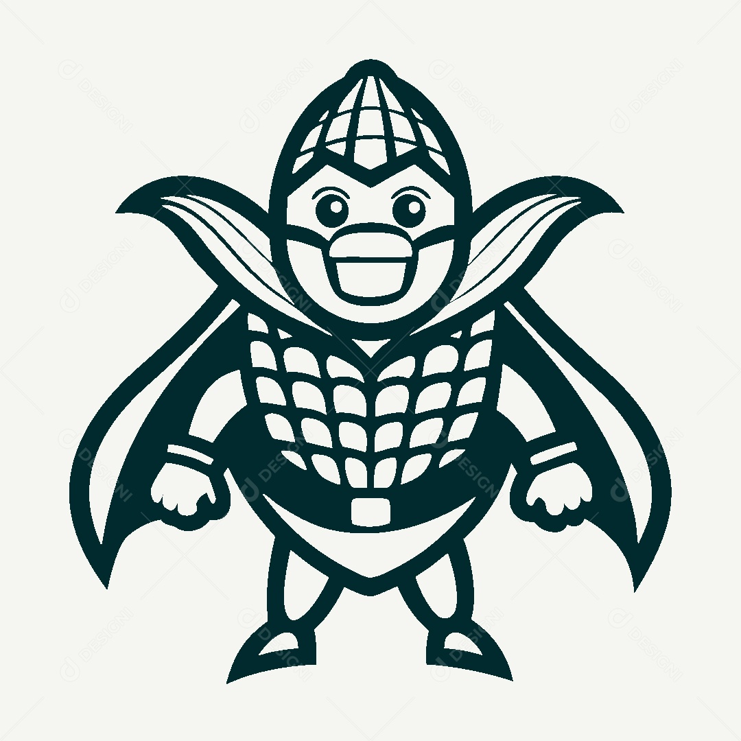 Milho Herói Mascote Ilustração Vetor EPS