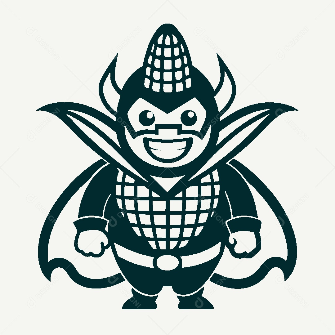 Milho Herói Mascote Ilustração Vetor EPS