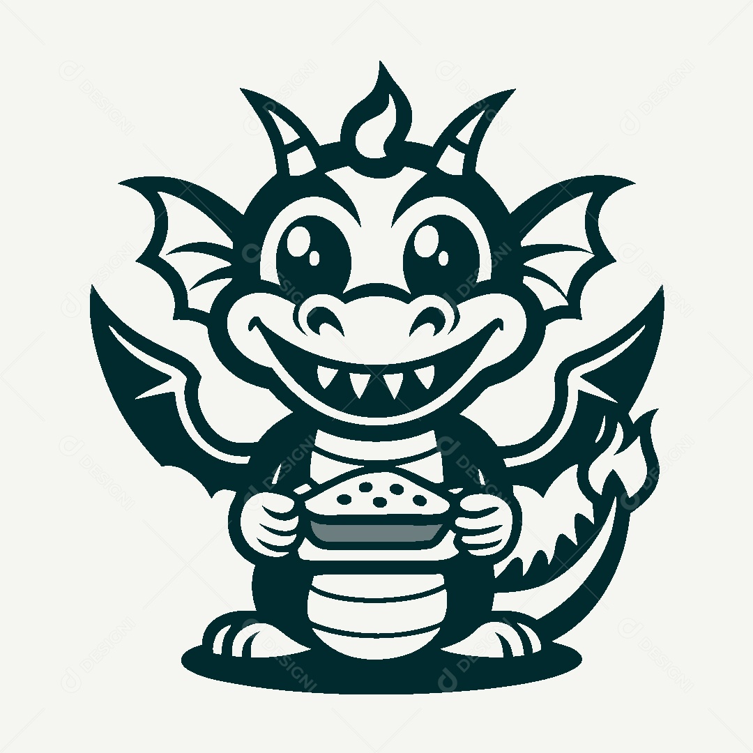 Dragão Mascote Ilustração Vetor EPS