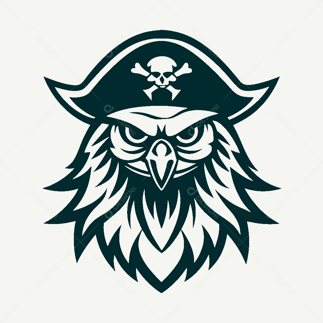 Modelo de Logo de Pássaro Pirata Vetor EPS