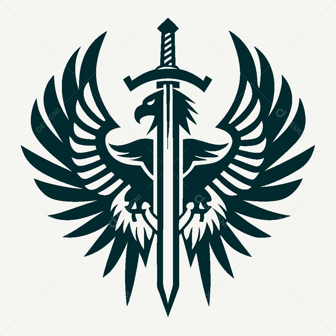 Modelo de Logo de Espada com Asas Vetor EPS