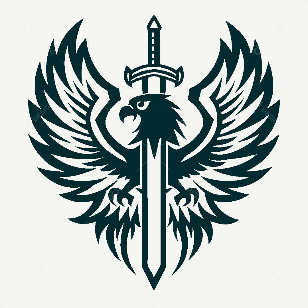 Modelo de Logo de Espada com Asas Vetor EPS