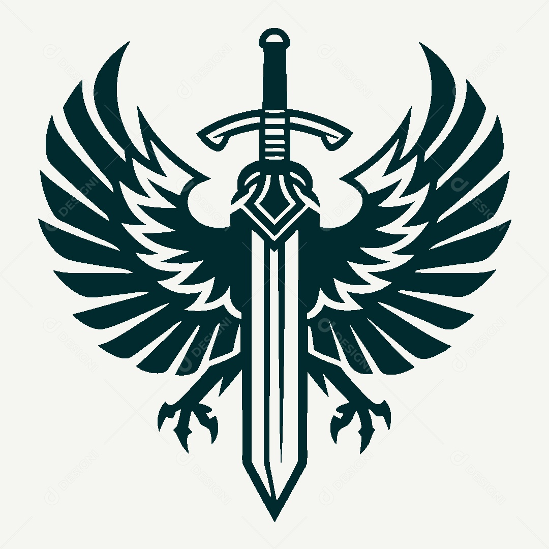 Modelo de Logo de Espada com Asas Vetor EPS