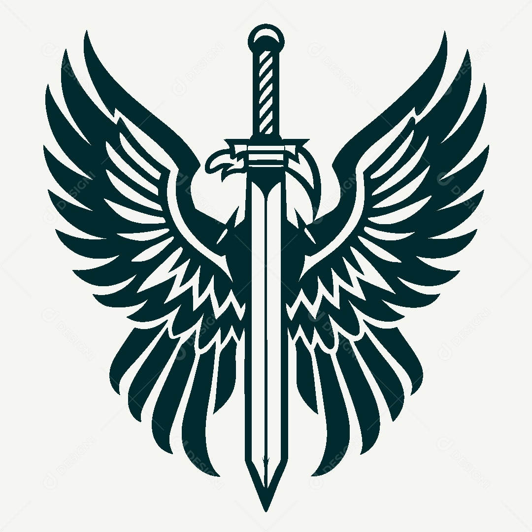 Modelo de Logo de Espada com Asas Vetor EPS
