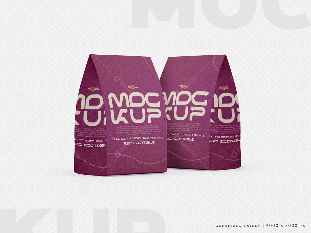 Embalagens Pacotes Mockup PSD Editável