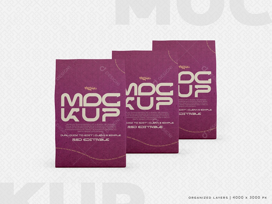 Embalagens Pacotes Mockup PSD Editável