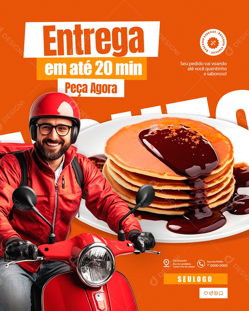 Panquecaria Entrega Peça Agora Social Media PSD Editável