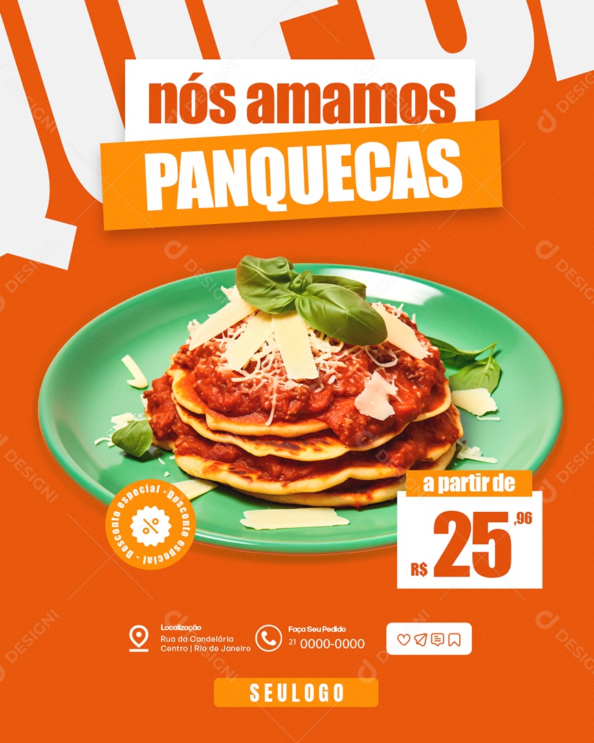 Panquecaria Nós Amamos Panquecas Social Media PSD Editável