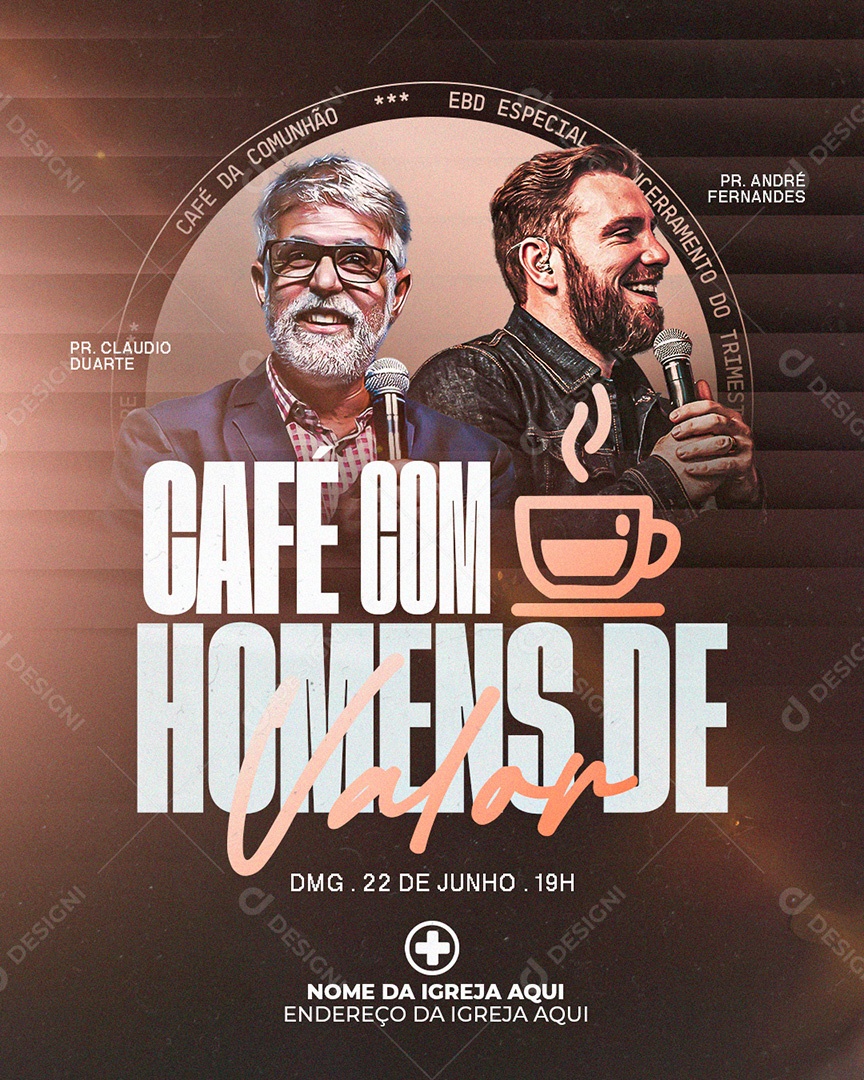 Feed Café Com Homens de Valor Gospel Social Media PSD Editável