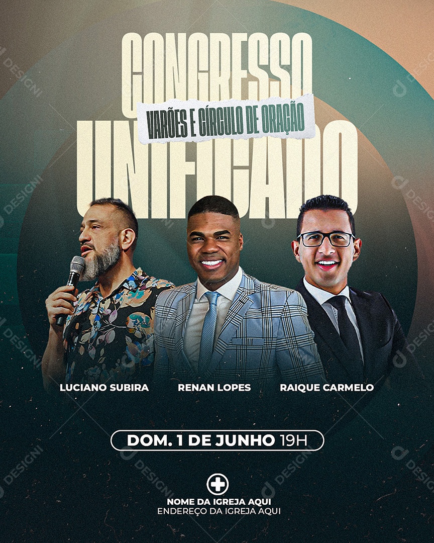 Feed Congresso Unificado Gospel Social Media PSD Editável