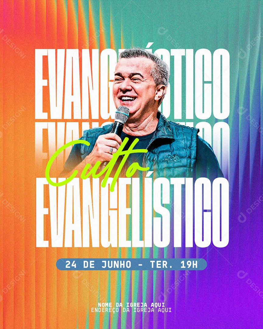 Feed Culto Evangelístico Gospel Social Media PSD Editável