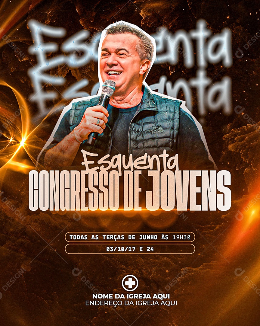 Feed Esquenta Congresso de Jovens Gospel Social Media PSD Editável
