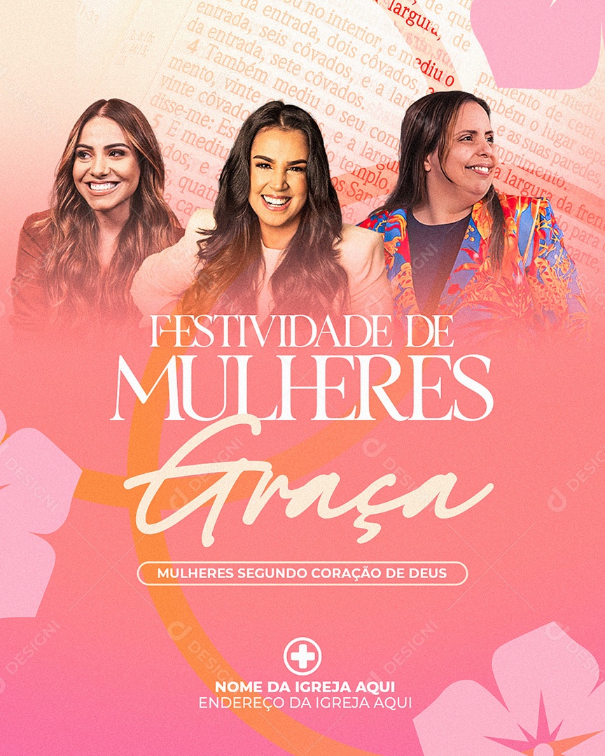 Festa Daas Mulheres Tema Graça Gospel Social Media PSD Editável