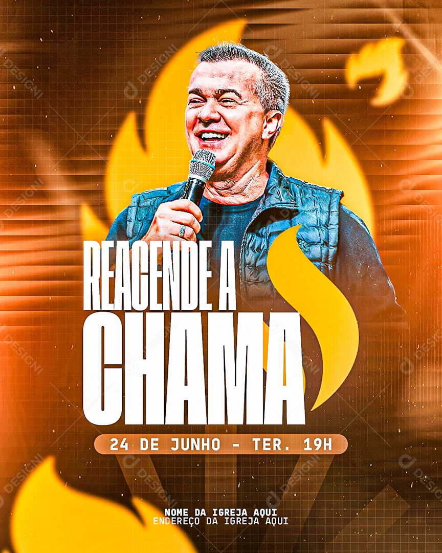 Feed Reacende a Chama Gospel Social Media PSD Editável