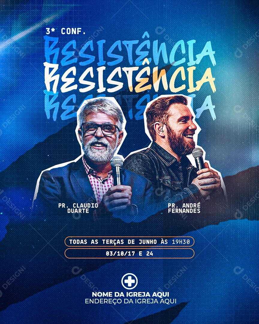 Feed Terceira Conf. Resistência Gospel Social Media PSD Editável