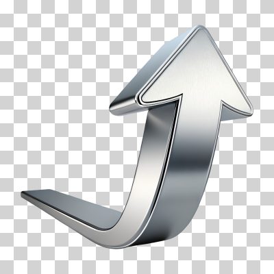 Seta de Metal Cromada Direção para Cima PNG PNG Transparente