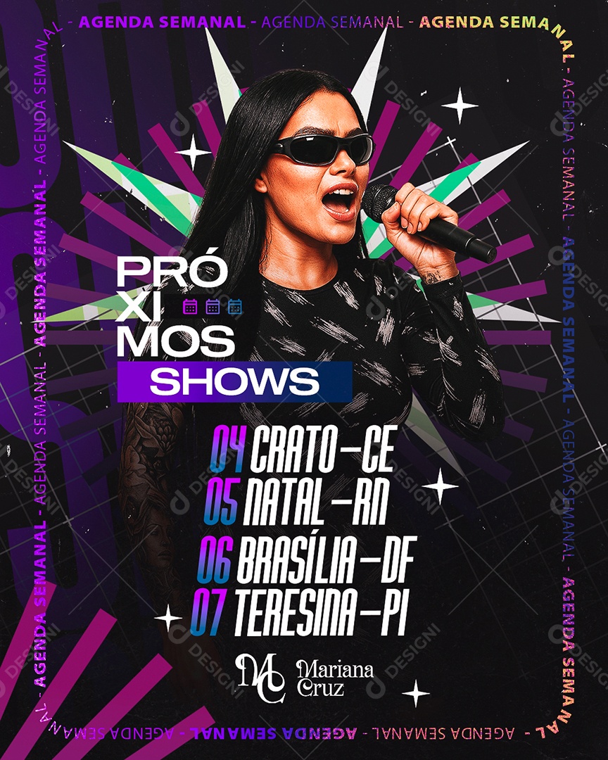 Flyer Próximos Shows Agenda Semanal Social Media PSD Editável