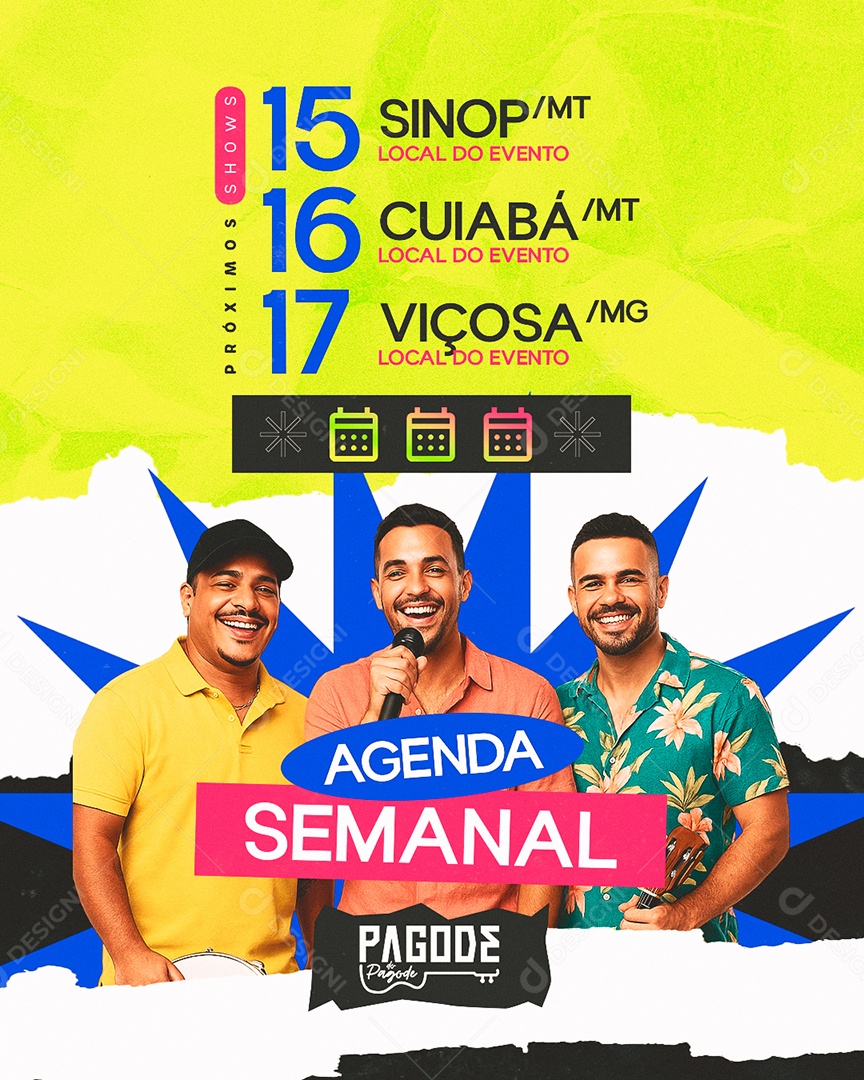 Flyer Agenda Semana Pagode do Pagode Social Media PSD Editável