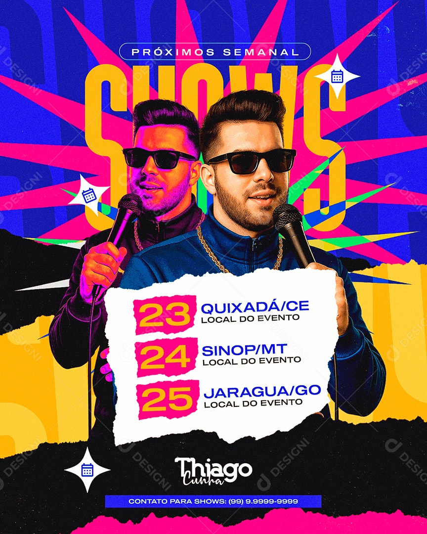 Flyer Próximos Shows Semanal Social Media PSD Editável