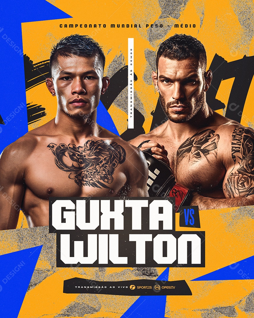 Campeonato Mundial Peso Médio Guxta VS Wilton Social Media PSD Editável